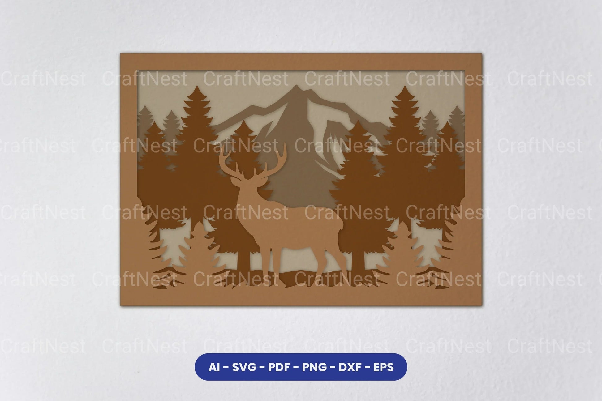 Layered Deer Forest Laser Cut SVG Bundle - CraftNest - Digital Crafting and Art