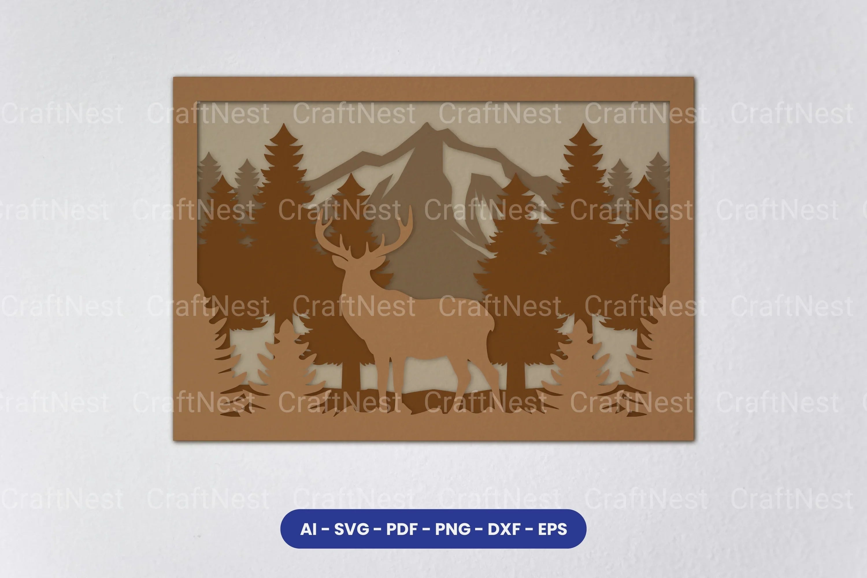 Layered Deer Forest Laser Cut SVG Bundle - CraftNest - Digital Crafting and Art