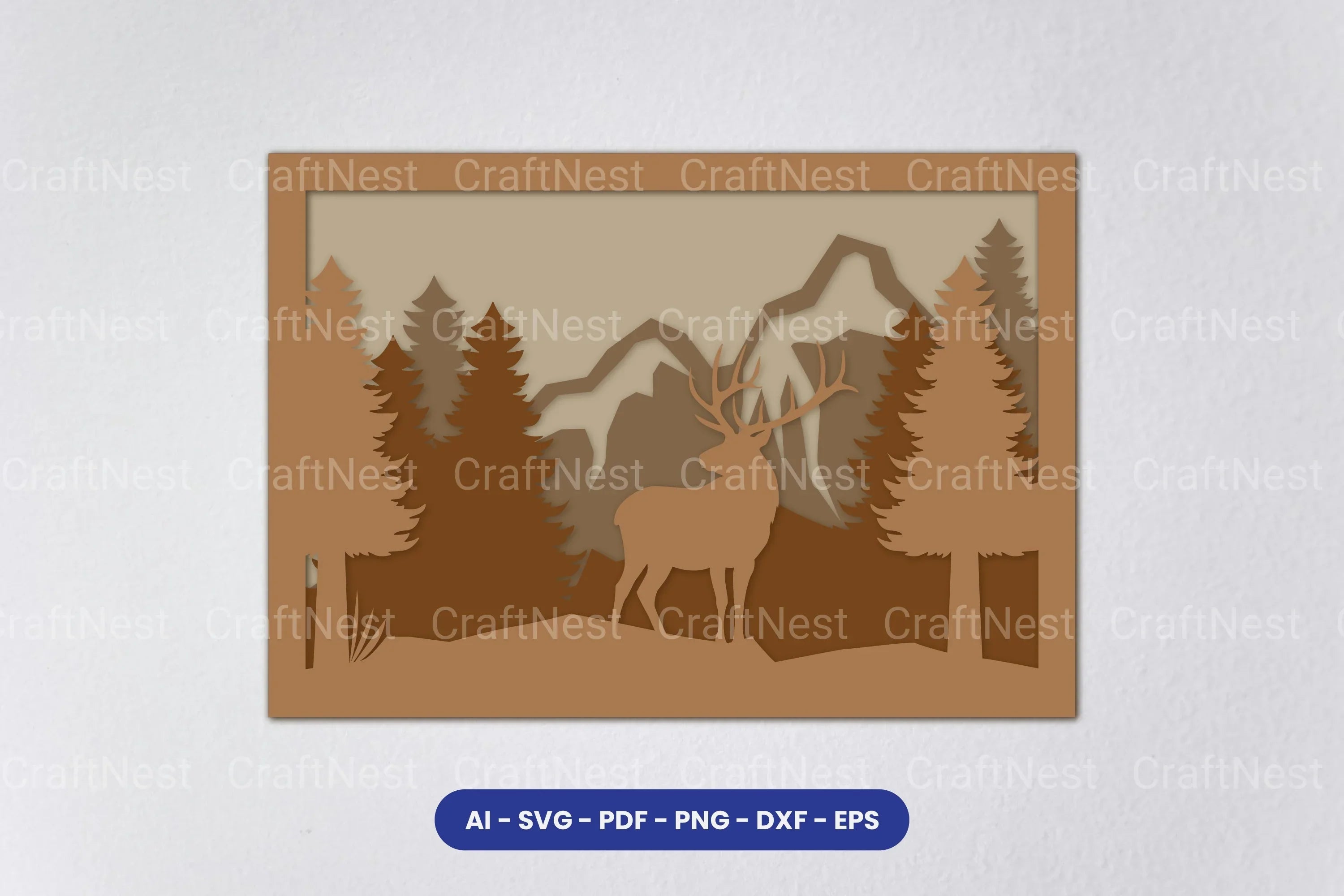 Layered Deer Forest Laser Cut SVG Bundle - CraftNest - Digital Crafting and Art