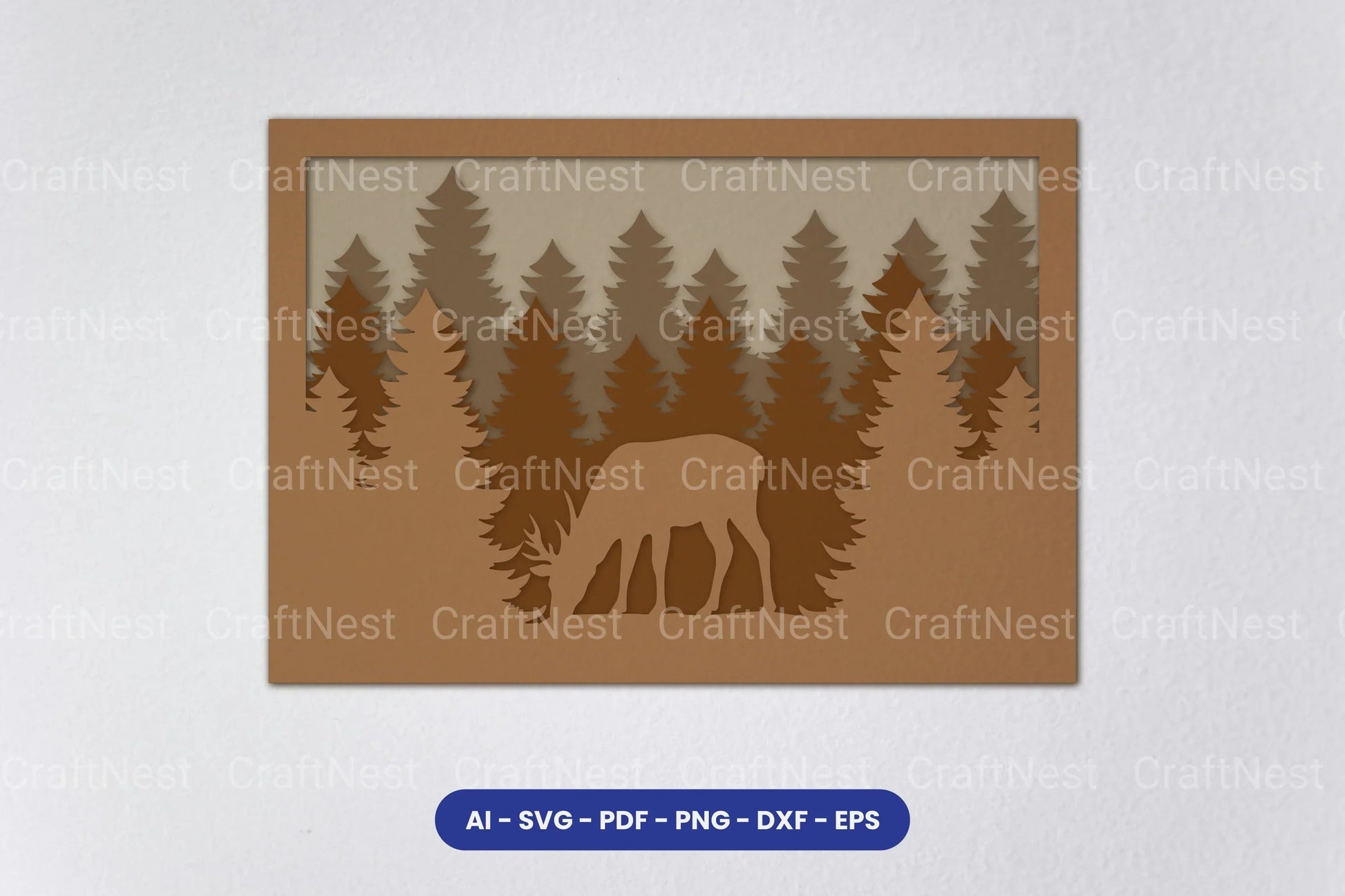 Layered Deer Forest Laser Cut SVG Bundle - CraftNest - Digital Crafting and Art