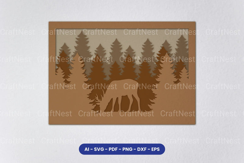 Layered Deer Forest Laser Cut SVG Bundle - CraftNest - Digital Crafting and Art