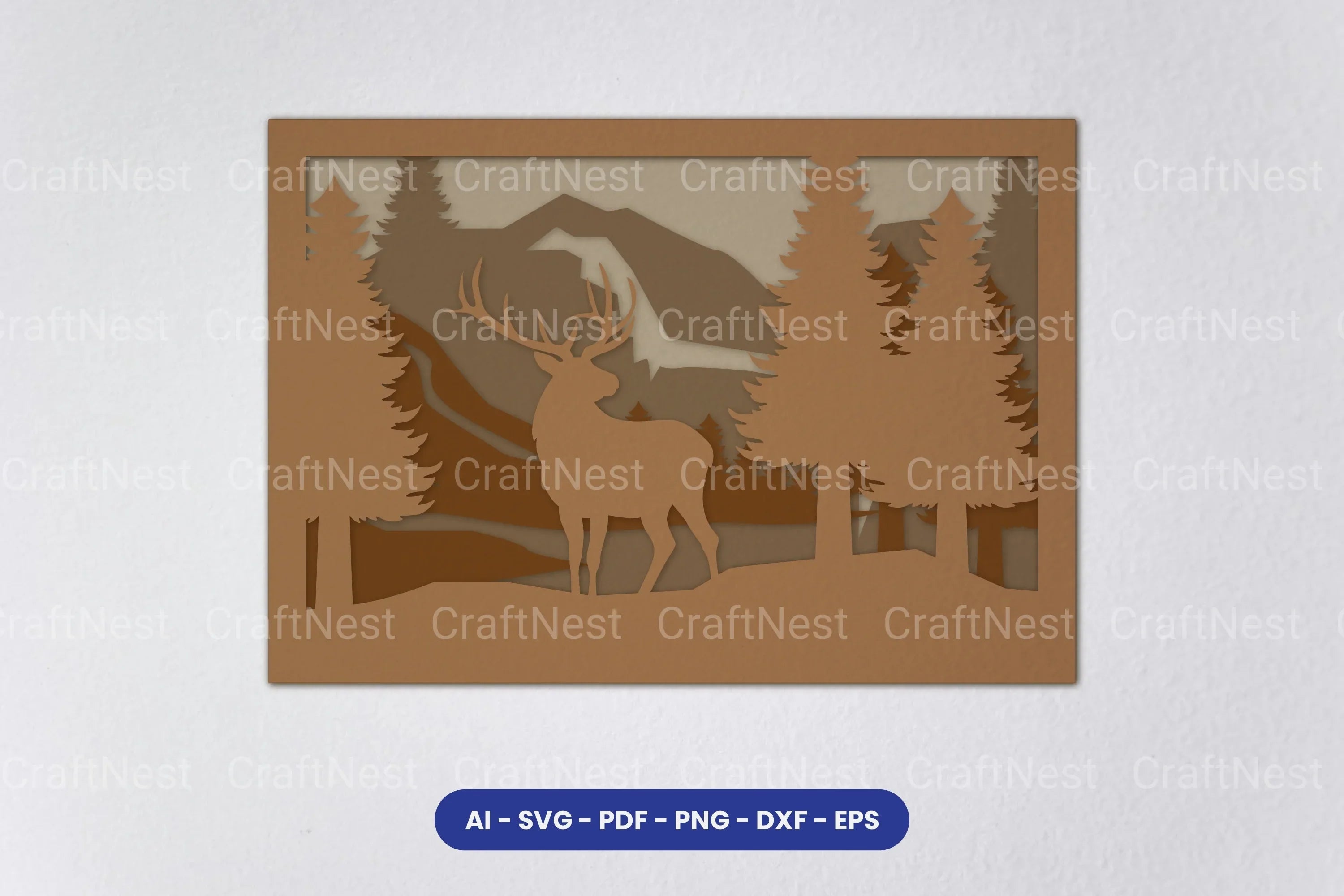 Layered Deer Forest Laser Cut SVG Bundle - CraftNest - Digital Crafting and Art