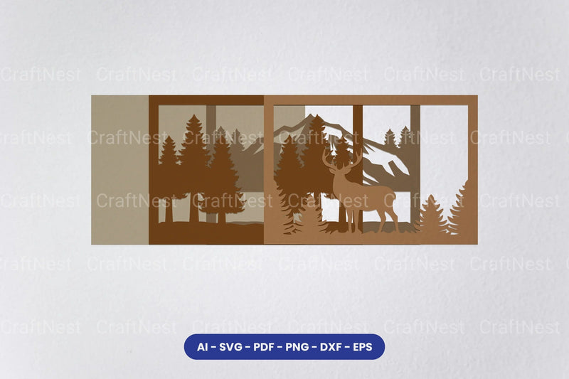 Layered Deer Forest Laser Cut SVG Bundle - CraftNest - Digital Crafting and Art