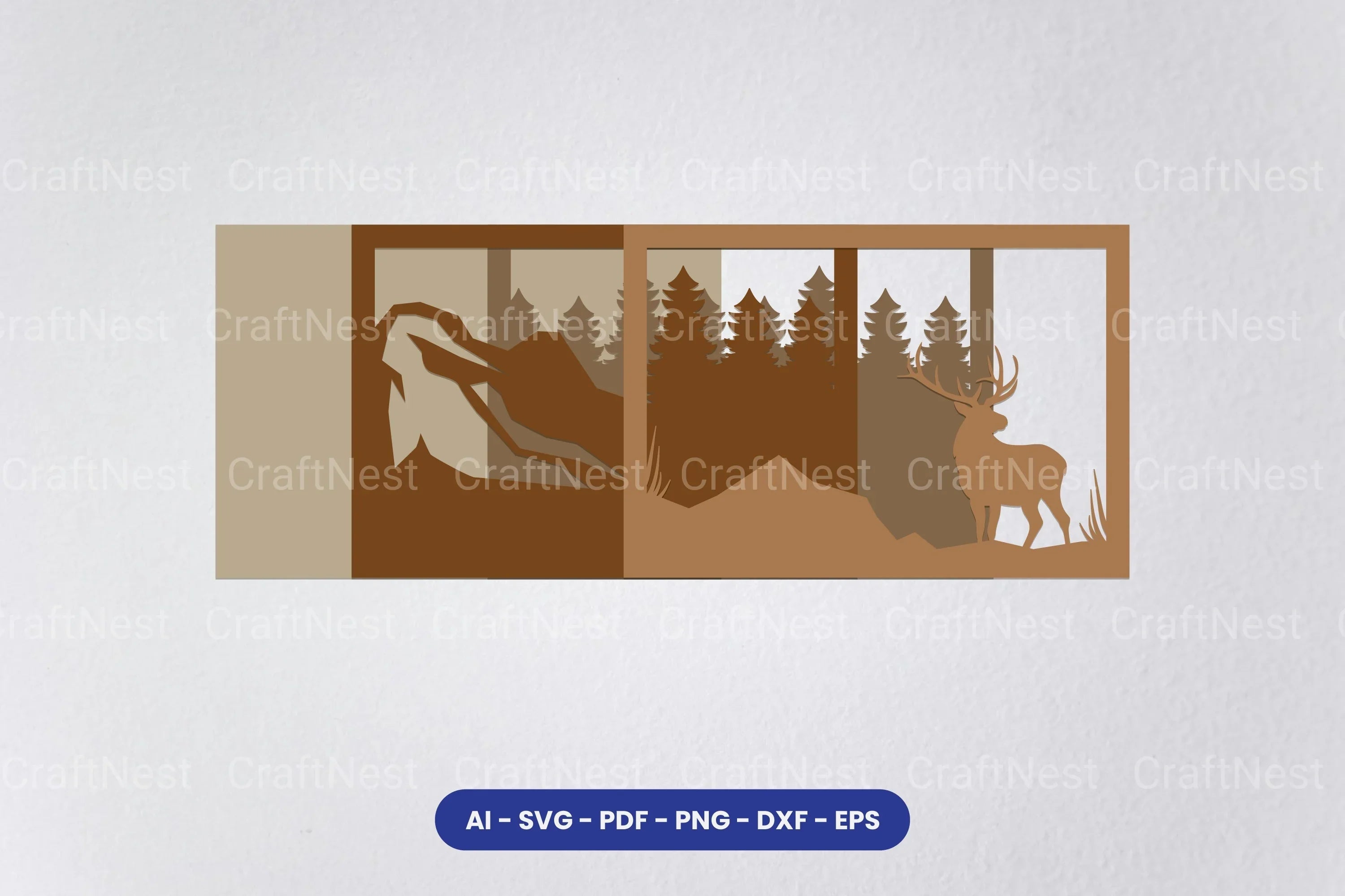 Layered Deer Forest Laser Cut SVG Bundle - CraftNest - Digital Crafting and Art