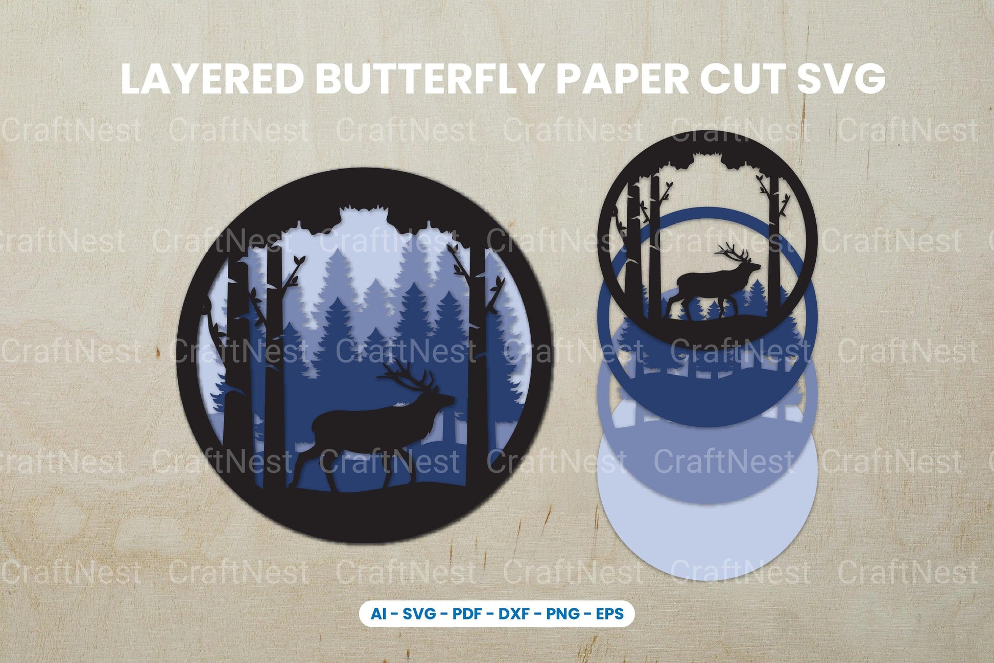 Layered Deer Paper Cut SVG Bundle - CraftNest - Digital Crafting and Art