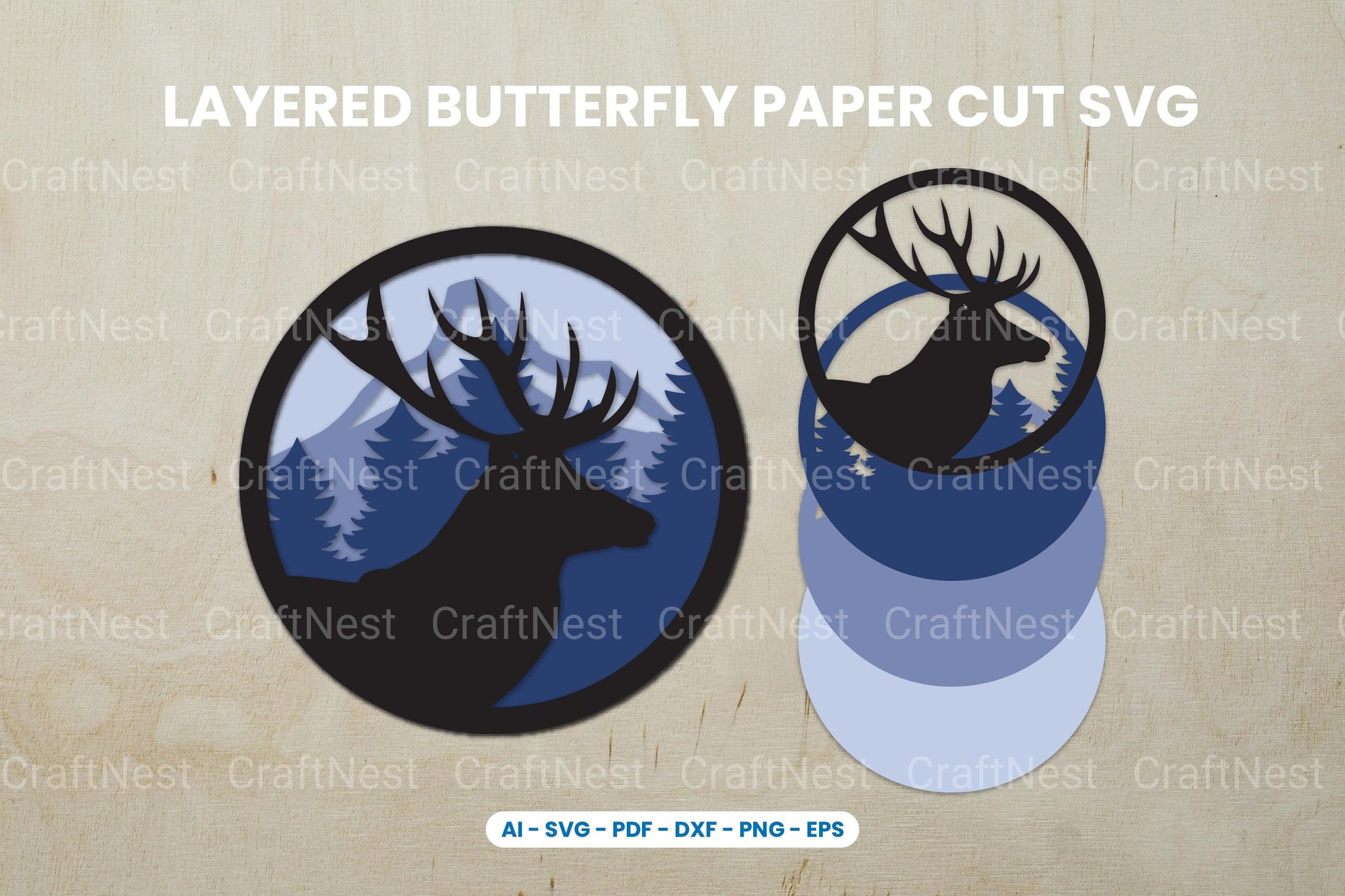 Layered Deer Paper Cut SVG Bundle - CraftNest - Digital Crafting and Art