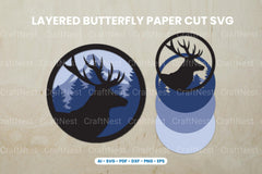 Layered Deer Paper Cut SVG Bundle - CraftNest - Digital Crafting and Art