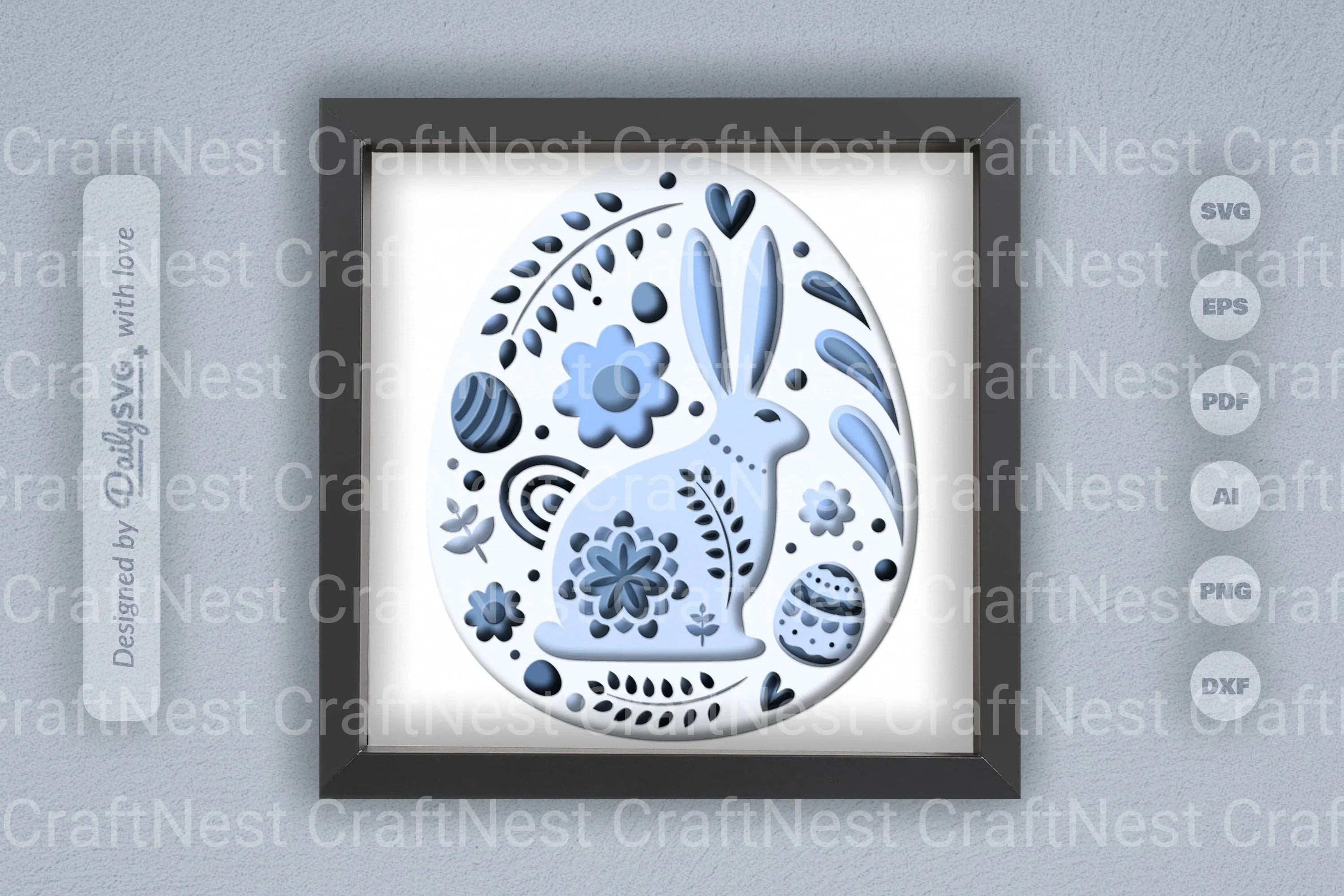 Easter Bunny Shadow Box Template SVG Bundle