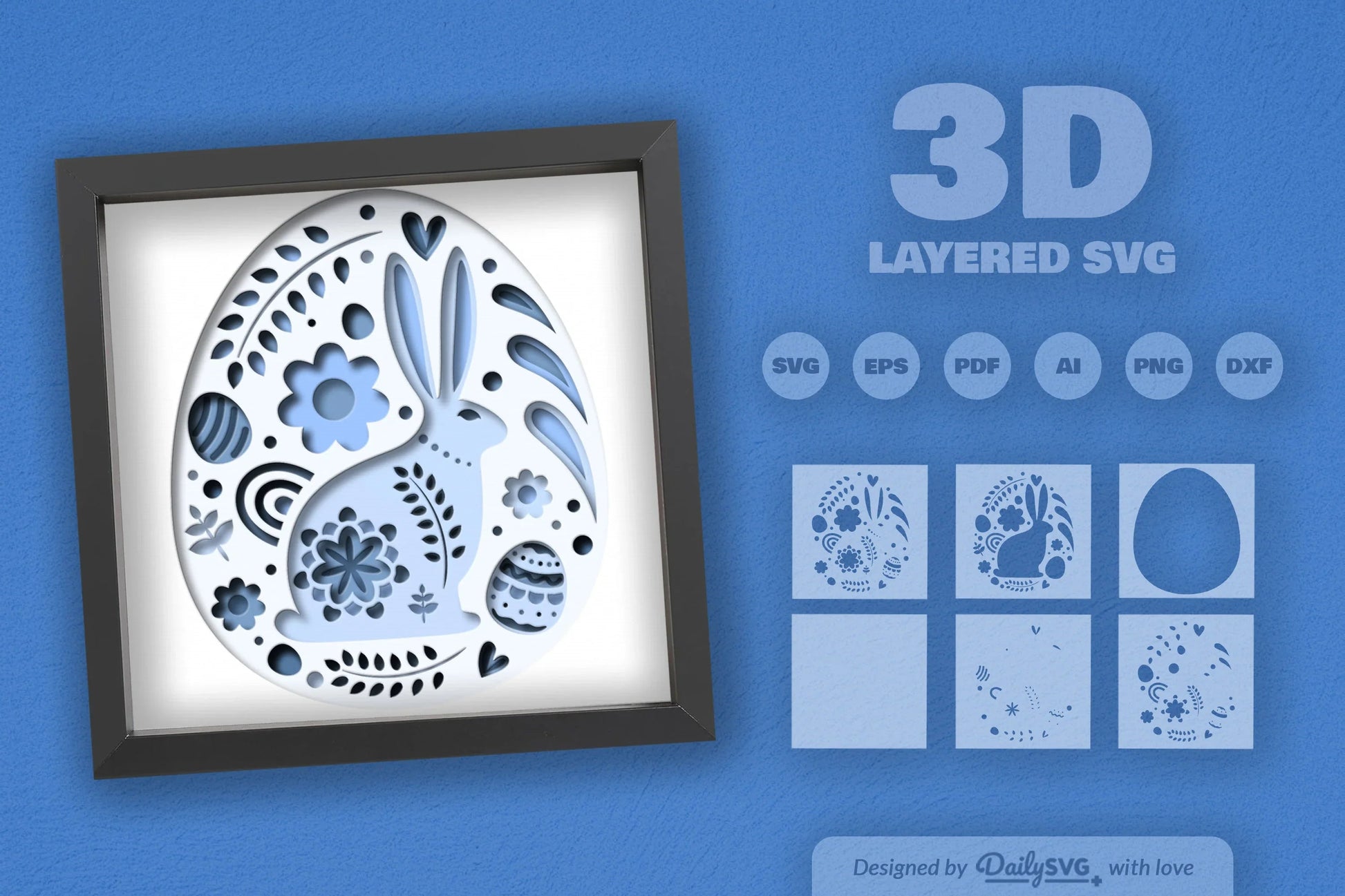 Easter Bunny Shadow Box Template SVG Bundle - CraftNest - Digital Crafting and Art