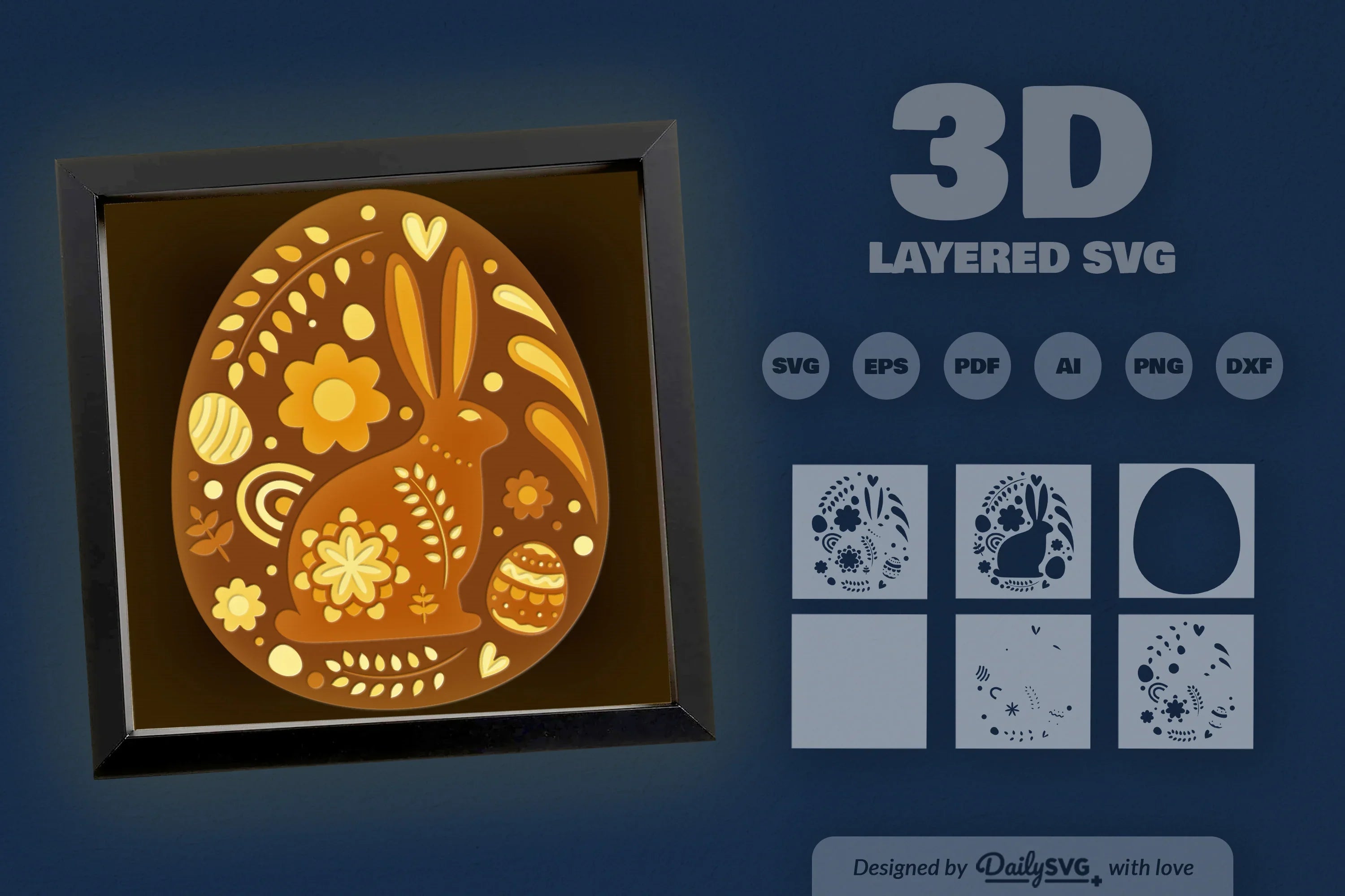 Easter Bunny Shadow Box Template SVG Bundle - CraftNest - Digital Crafting and Art