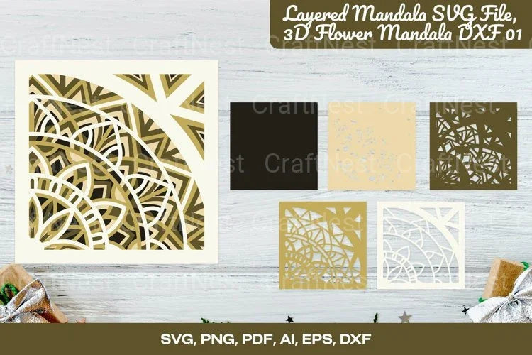 Layered 3D Flower Mandala Clipart Bundle - CraftNest - Digital Crafting and Art