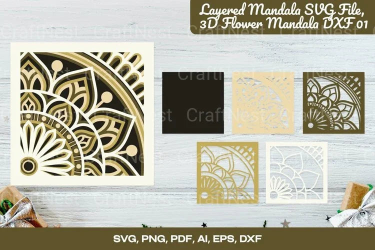 Layered 3D Flower Mandala Clipart Bundle - CraftNest - Digital Crafting and Art