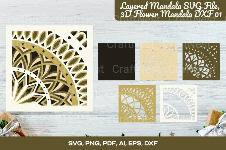 Layered 3D Flower Mandala Clipart Bundle - CraftNest - Digital Crafting and Art