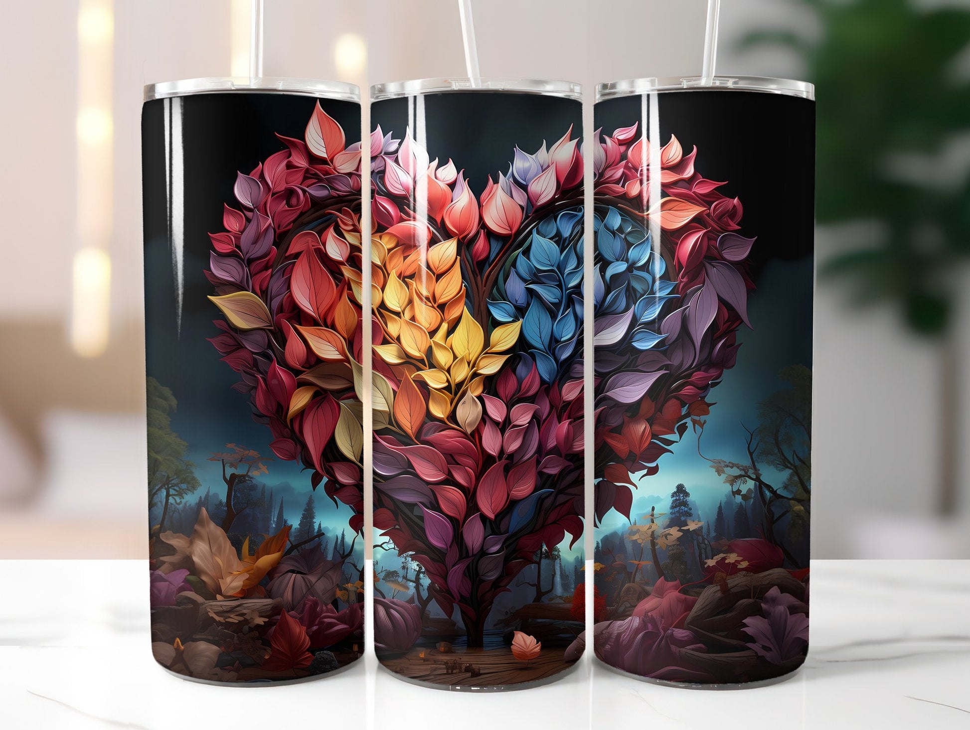 Leaf Pile Hearts Tumbler Wrap - CraftNest