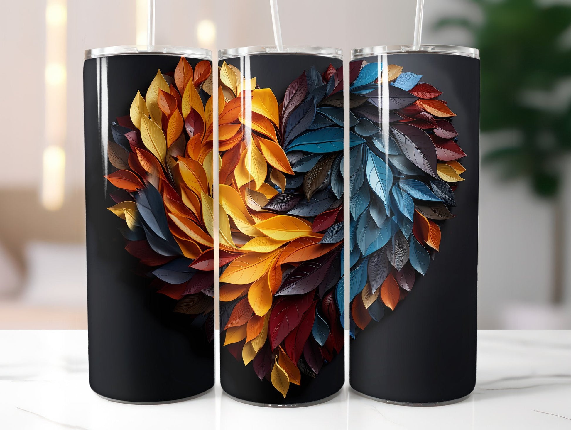 Leaf Pile Hearts Tumbler Wrap - CraftNest