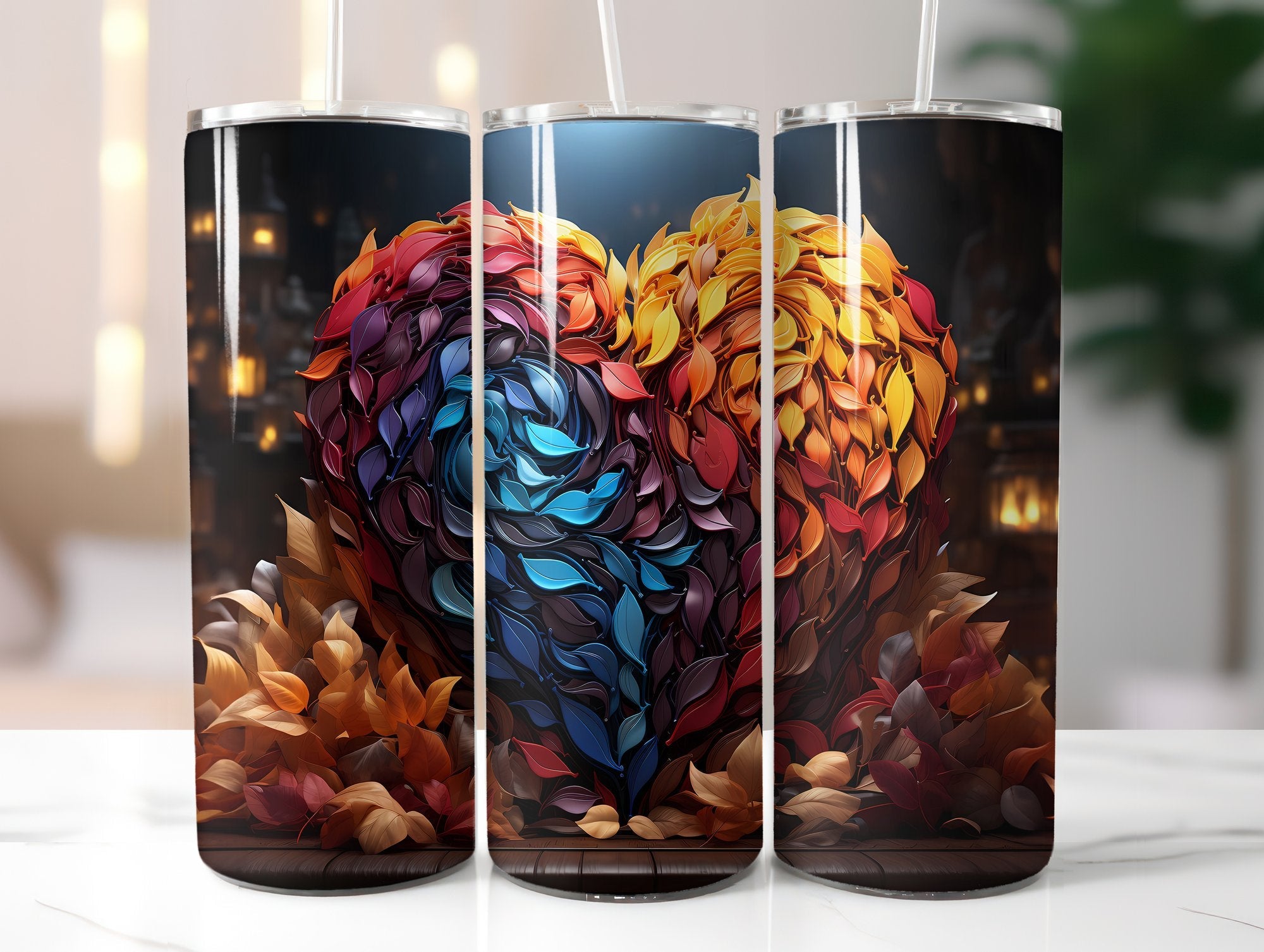 Leaf Pile Hearts Tumbler Wrap - CraftNest