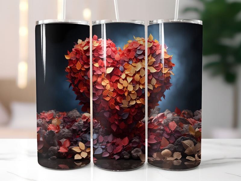 Leaf Pile Hearts Tumbler Wrap - CraftNest