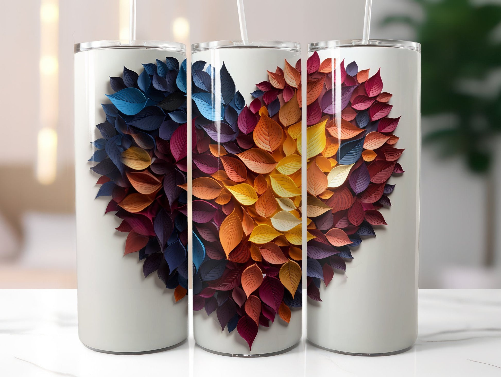 Leaf Pile Hearts Tumbler Wrap - CraftNest