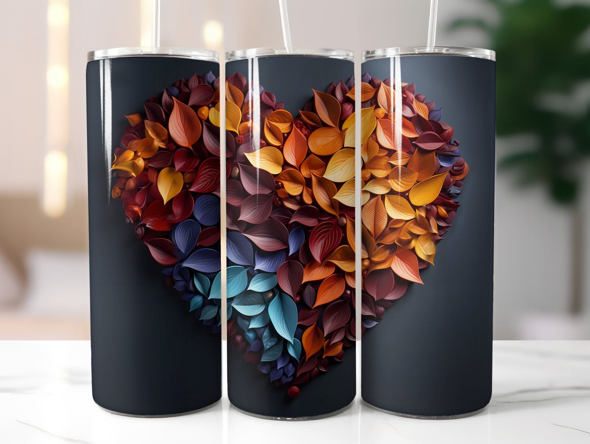 Leaf Pile Hearts Tumbler Wrap - CraftNest