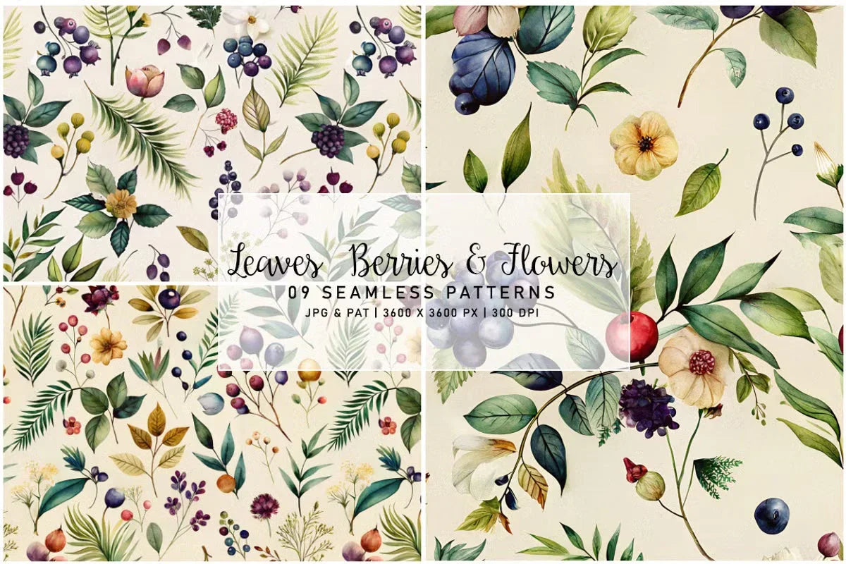 Leaves, Berries and Flowers - Tropical