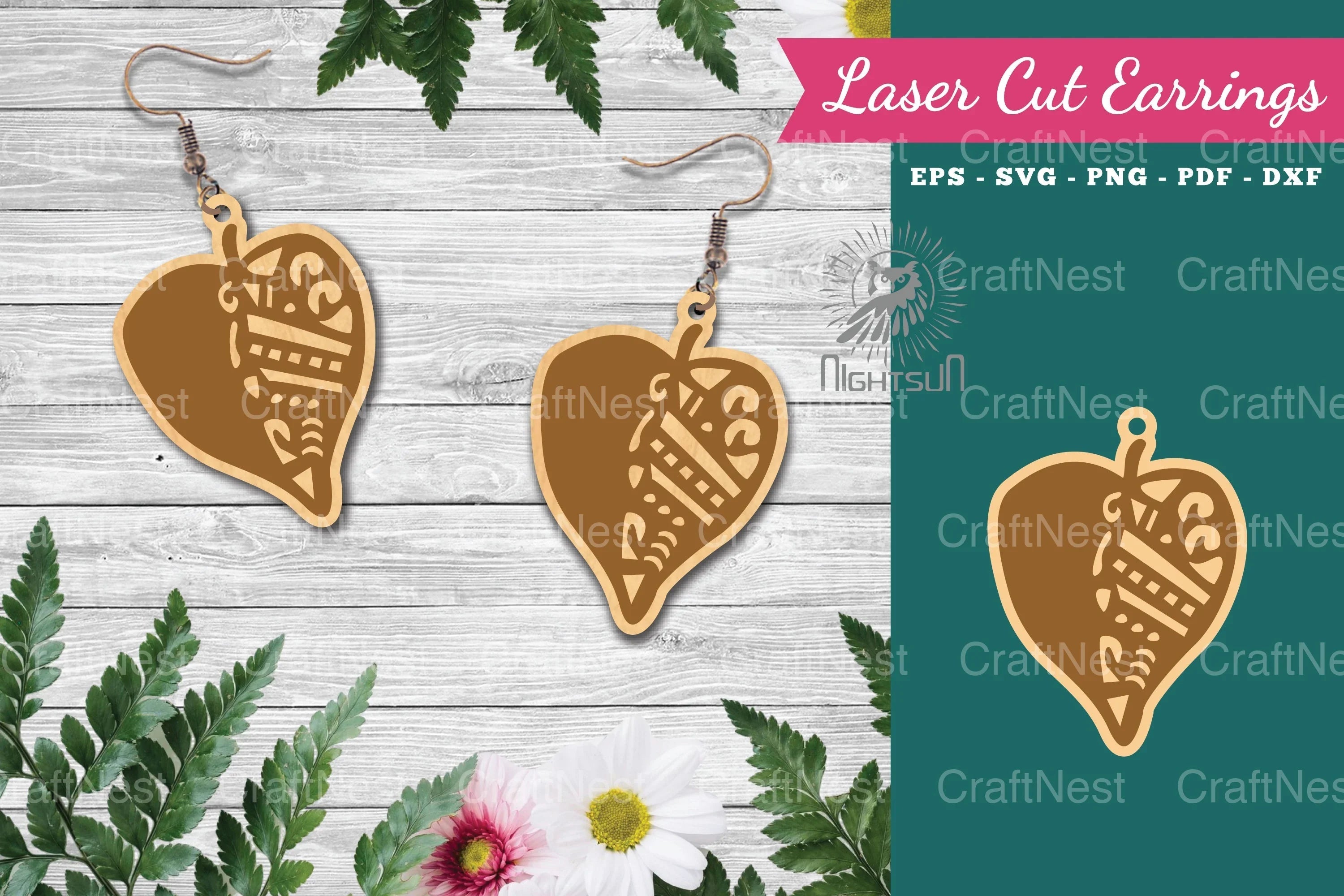 Leaves Laser Cut Earrings SVG Bundle - CraftNest - Digital Crafting and Art