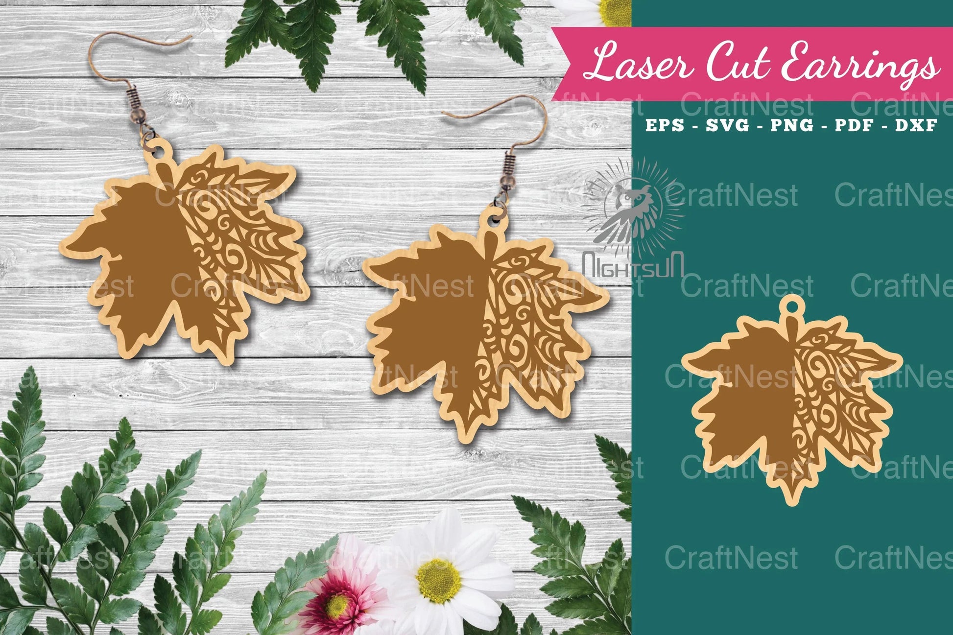 Leaves Laser Cut Earrings SVG Bundle - CraftNest - Digital Crafting and Art