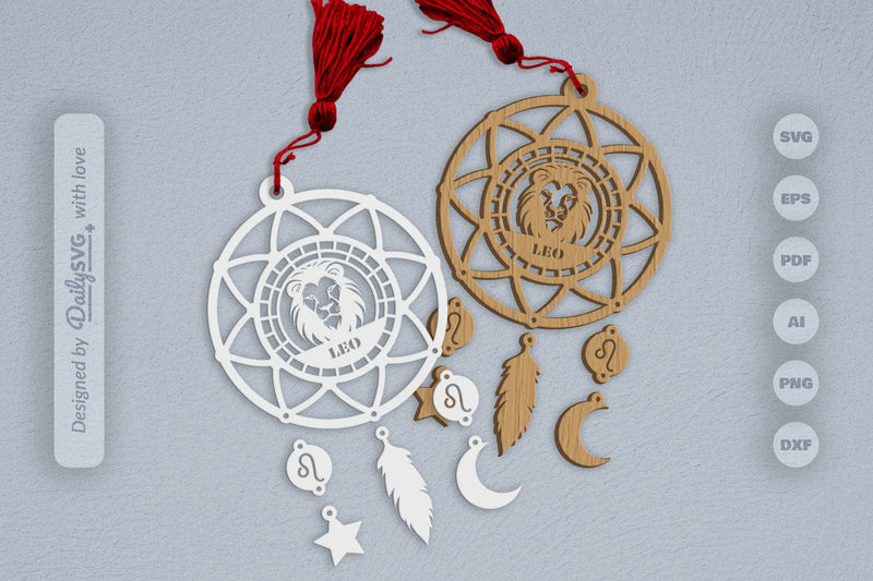 Leo Dream Catcher Set SVG Bundle 4 - CraftNest - Digital Crafting and Art