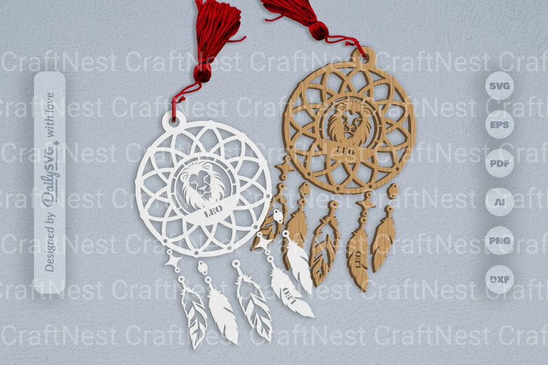 Leo Dream Catcher Set SVG Bundle 6 - CraftNest - Digital Crafting and Art