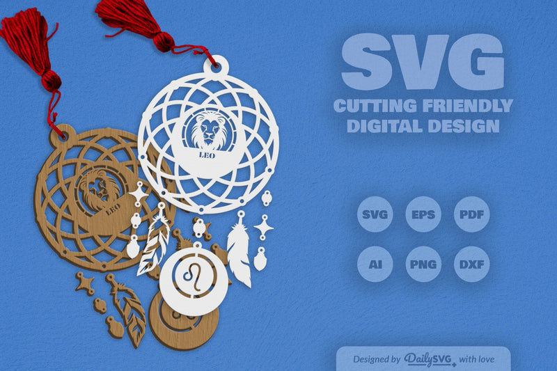 Leo Dream Catcher Set SVG Bundle 7 - CraftNest - Digital Crafting and Art