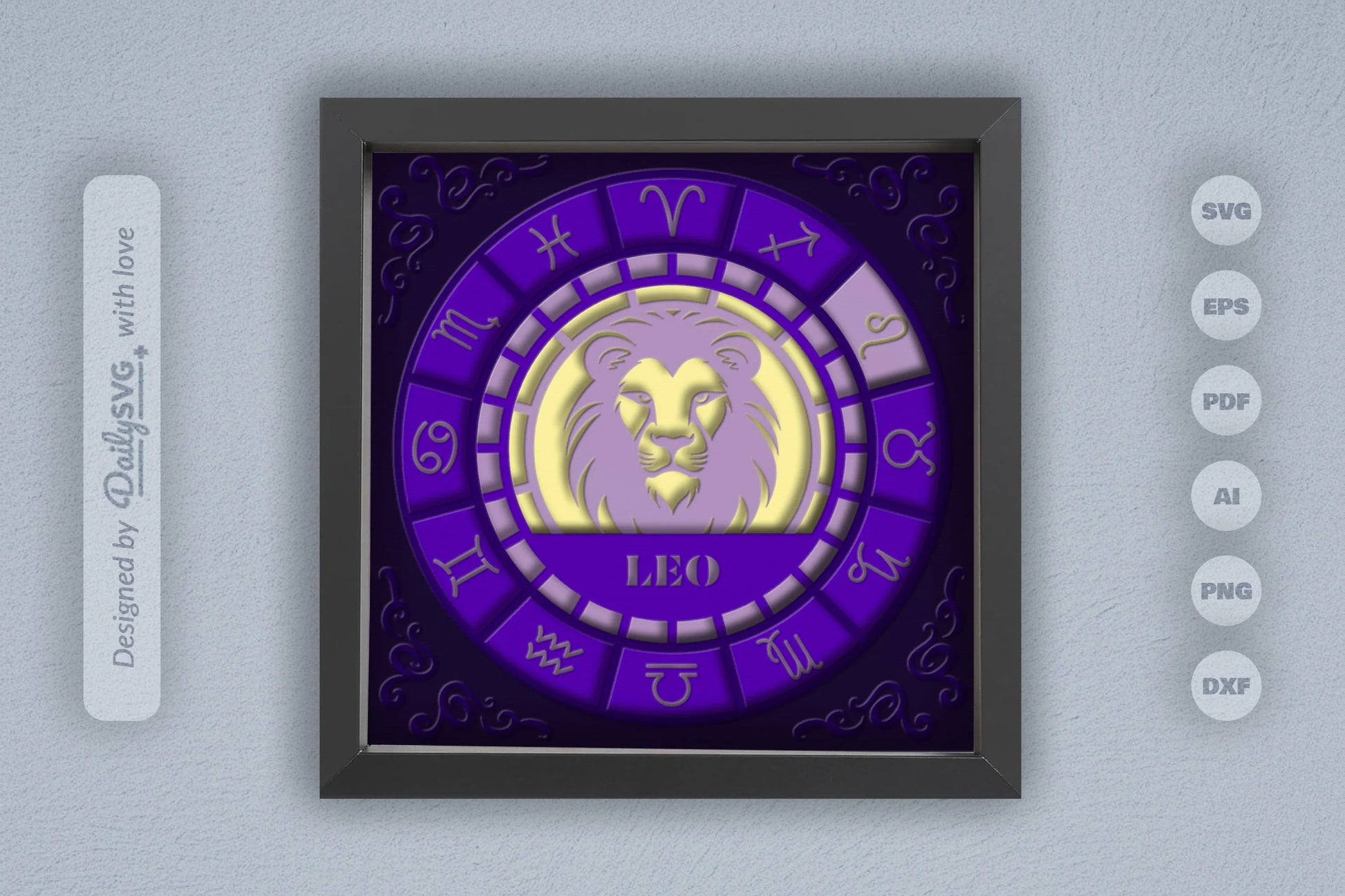 Leo Zodiac 3D Shadow Box Papercut SVG Bundle - CraftNest - Digital Crafting and Art
