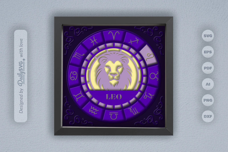 Leo Zodiac 3D Shadow Box Papercut SVG Bundle - CraftNest - Digital Crafting and Art