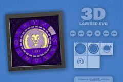 Leo Zodiac 3D Shadow Box Papercut SVG Bundle - CraftNest - Digital Crafting and Art