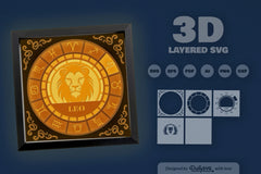 Leo Zodiac 3D Shadow Box Papercut SVG Bundle - CraftNest - Digital Crafting and Art