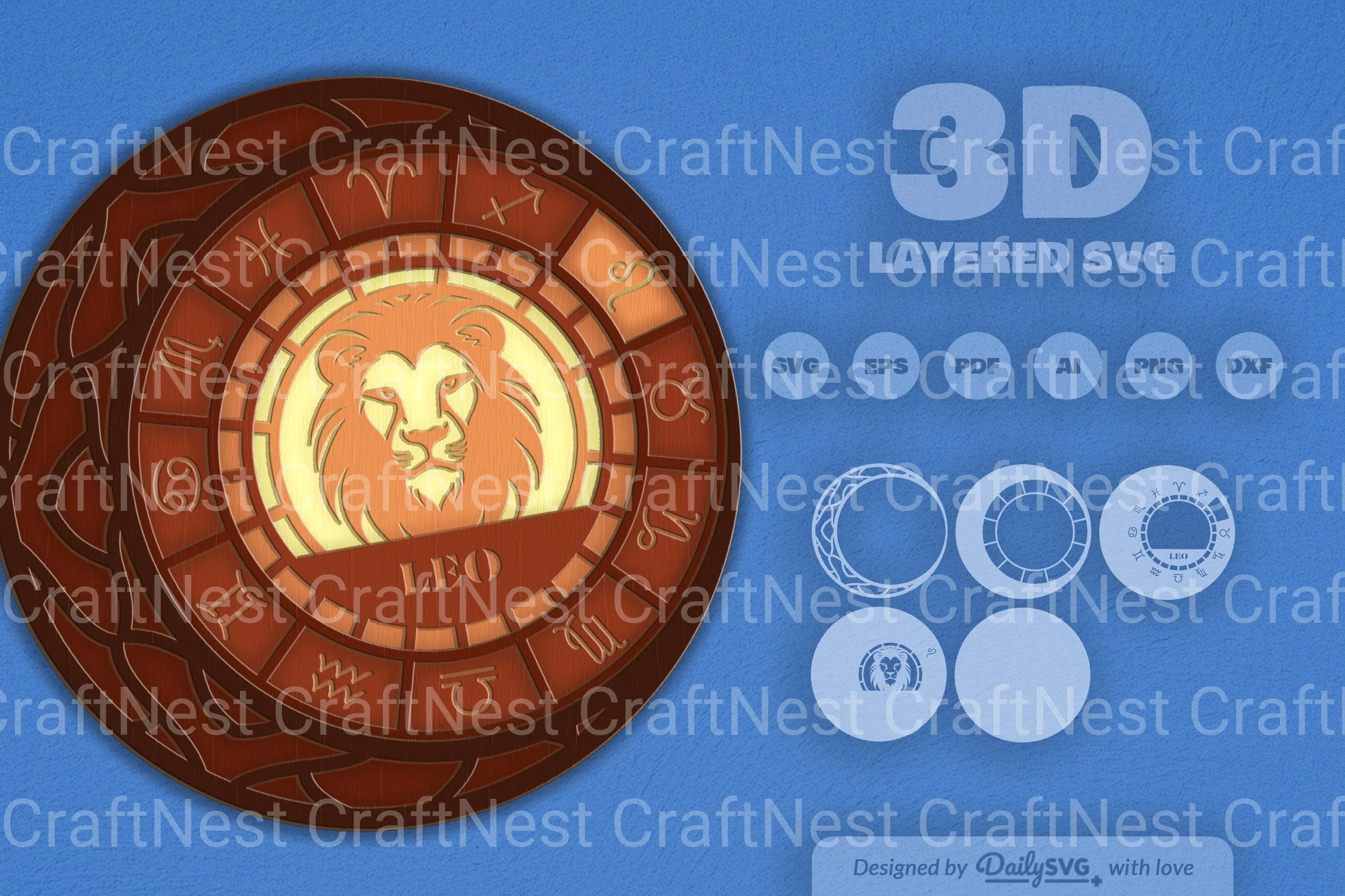Leo Zodiac Laser Cut SVG Bundle