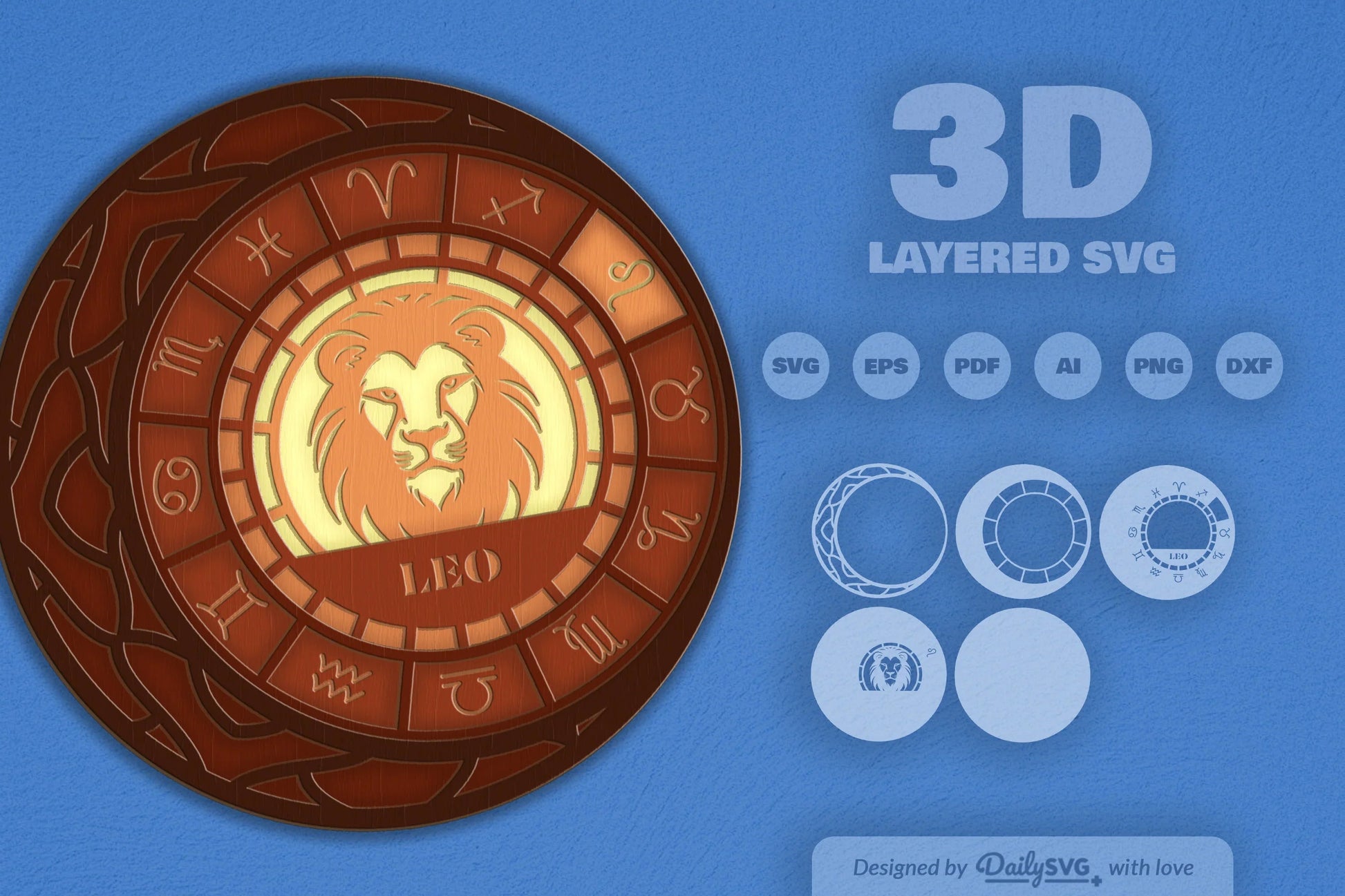 Leo Zodiac Laser Cut SVG Bundle - CraftNest - Digital Crafting and Art