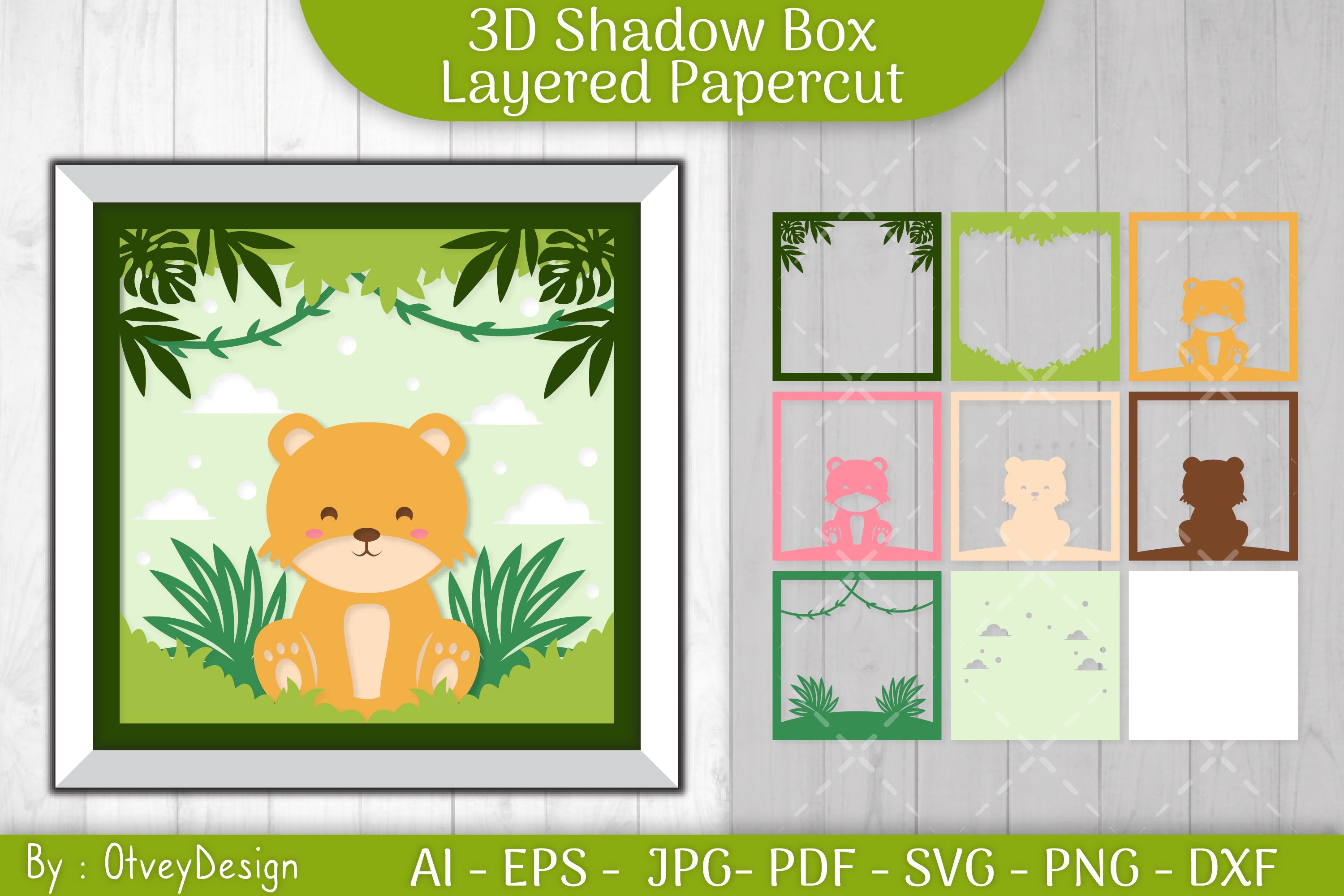 Leopard Animals Shadow Box Layered Papercut SVG Bundle