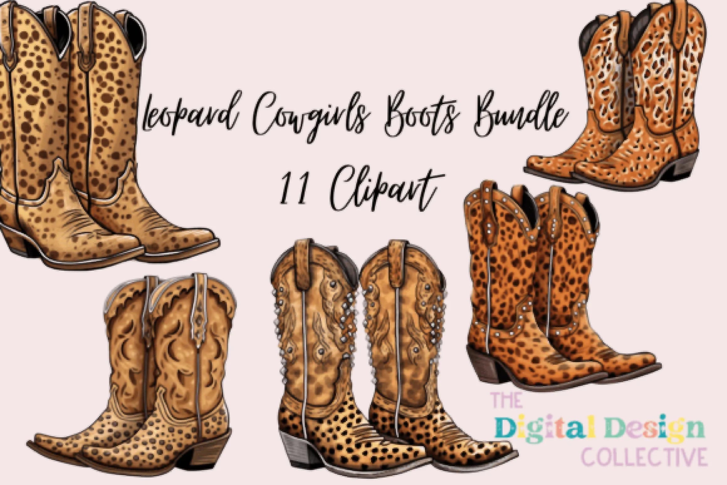 Leopard Cowgirl Boots Clipart Bundle - CraftNest - Digital Crafting and Art