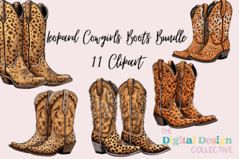 Leopard Cowgirl Boots Clipart Bundle - CraftNest - Digital Crafting and Art