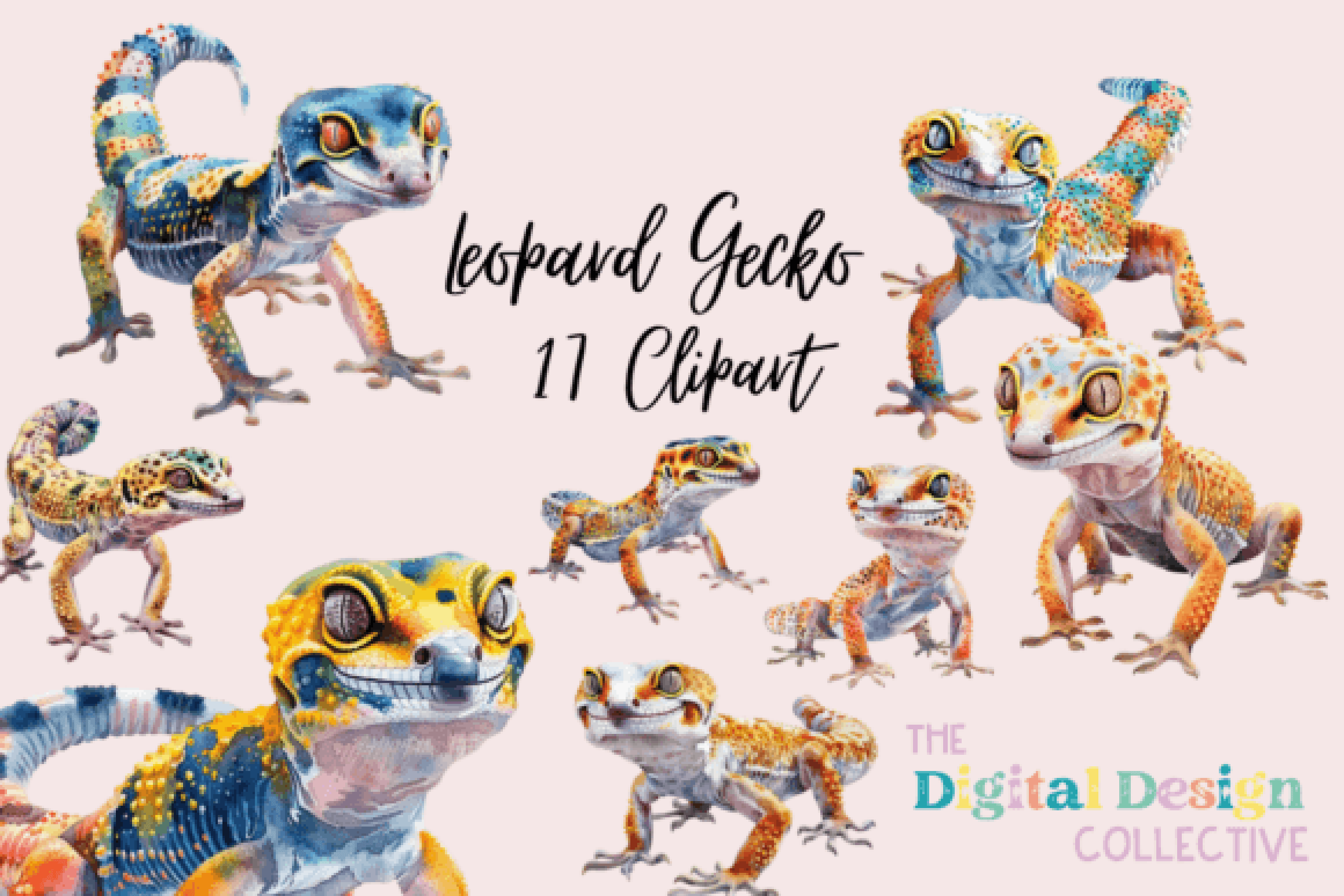 Vibrant Leopard Gecko Clipart Bundle - CraftNest - Digital Crafting and Art