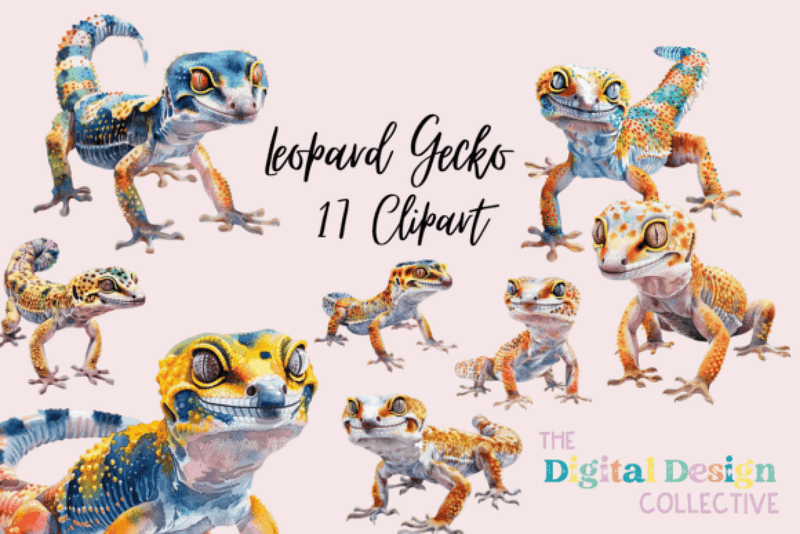 Vibrant Leopard Gecko Clipart Bundle - CraftNest - Digital Crafting and Art
