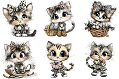 Leopard Print Cat Clipart Bundle - CraftNest - Digital Crafting and Art