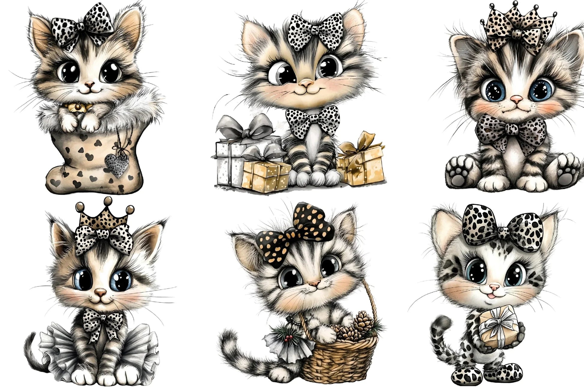 Leopard Print Cat Clipart Bundle - CraftNest - Digital Crafting and Art