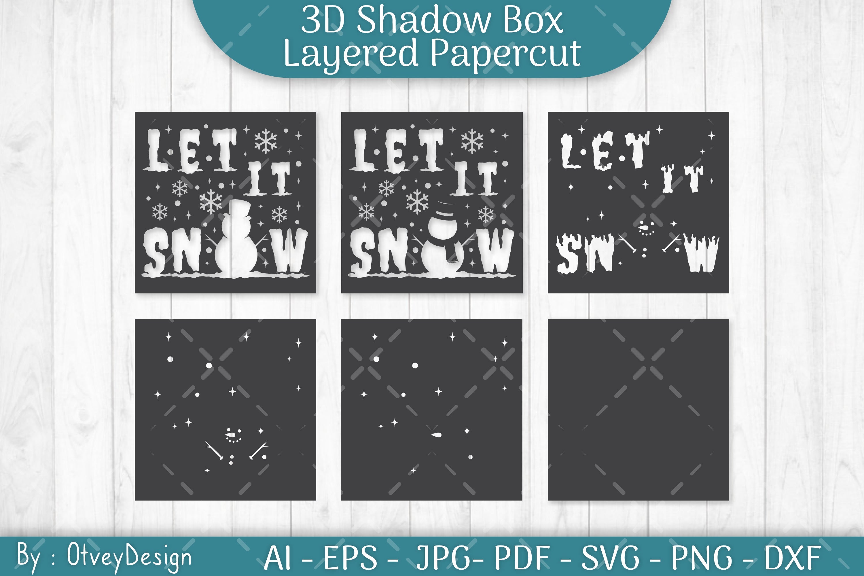 Let it Snow 3D Shadow Box Layered Papercut SVG Bundle - CraftNest - Digital Crafting and Art