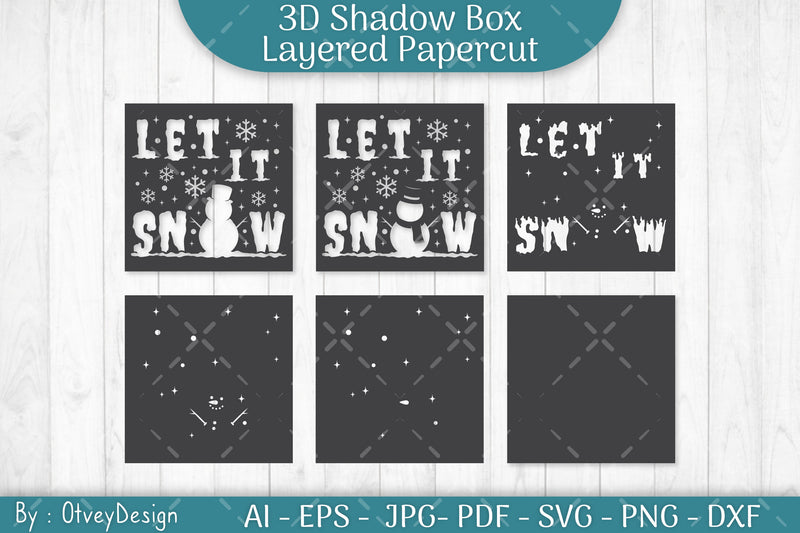 Let it Snow 3D Shadow Box Layered Papercut SVG Bundle - CraftNest - Digital Crafting and Art