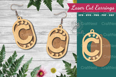 Letter C Laser Cut Earrings Design Bundle - CraftNest - Digital Crafting and Art