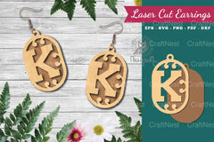 Letter K Laser Cut Earrings - Jewelry Design Bundle - CraftNest - Digital Crafting and Art