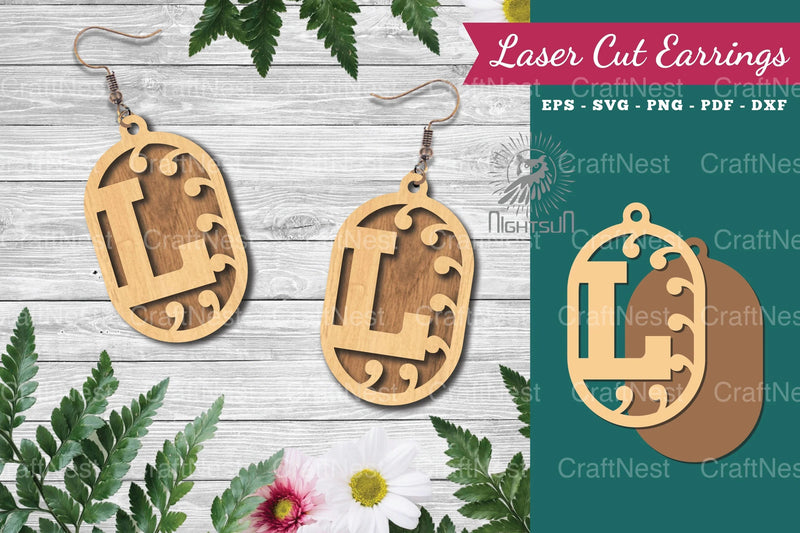 Letter L Laser Cut Earrings Design Bundle - CraftNest - Digital Crafting and Art