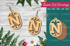 Letter N Laser Cut Earrings Design - CraftNest - Digital Crafting and Art