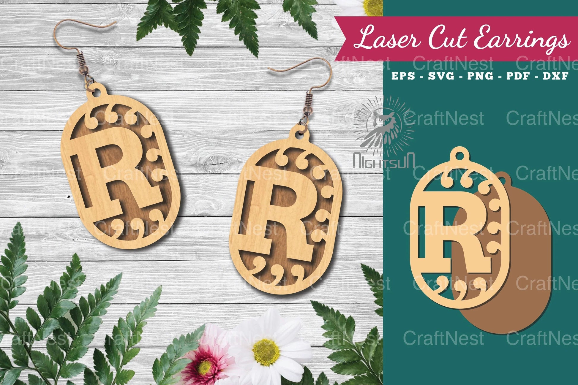 Letter R Laser Cut Earrings Design Bundle - CraftNest - Digital Crafting and Art