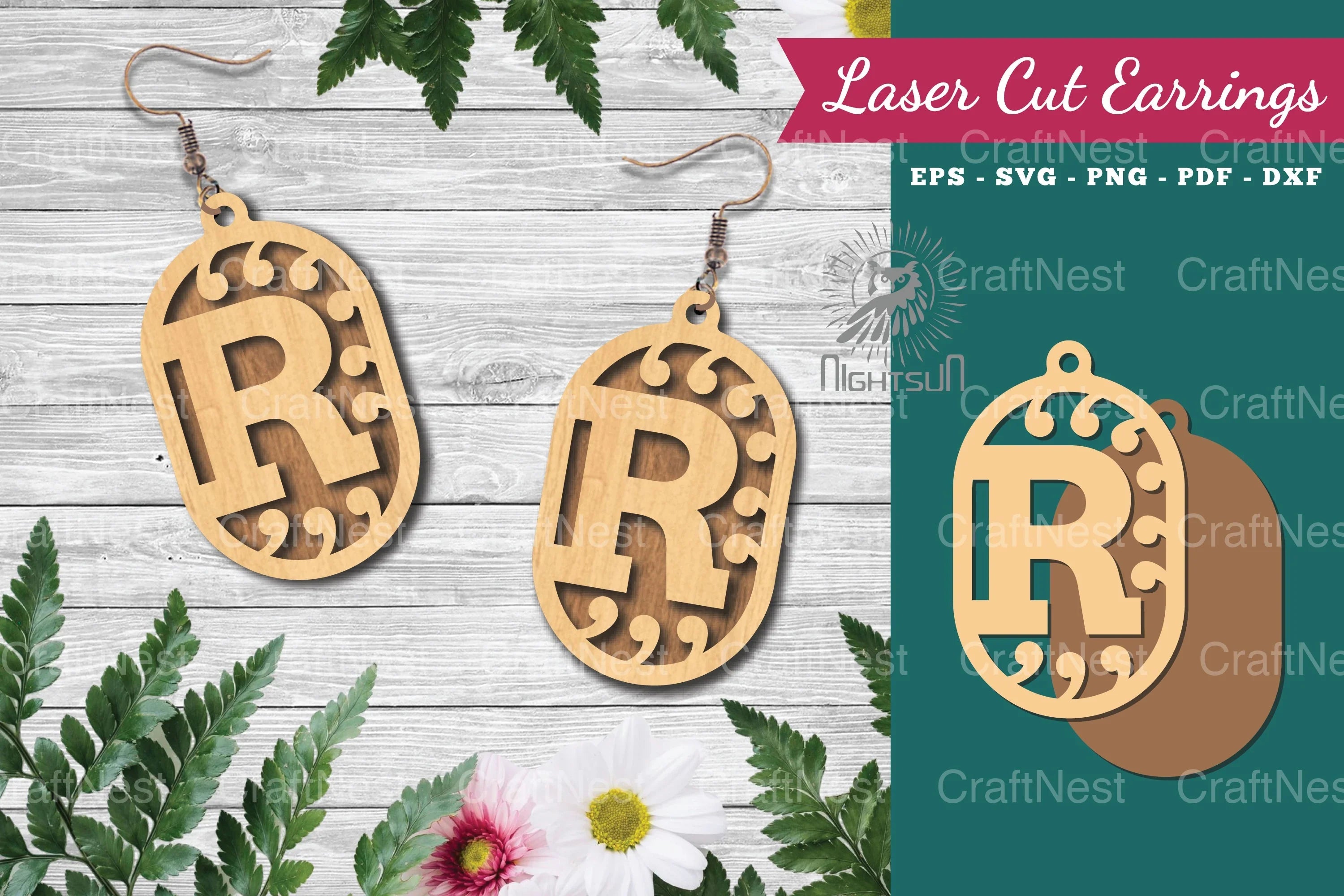 Letter R Laser Cut Earrings Design Bundle - CraftNest - Digital Crafting and Art